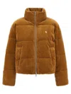 Polo Ralph Lauren Corduroy Quilted Puffer Jacket In Brown