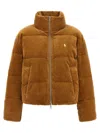 Polo Ralph Lauren Corduroy Quilted Puffer Jacket In Brown