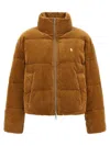Polo Ralph Lauren Ribbed Velvet Down Jacket Puffer Jackets Brown In Brown