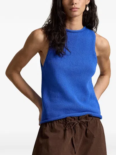 Polo Ralph Lauren Ribbed-knit Tank Top In Blue