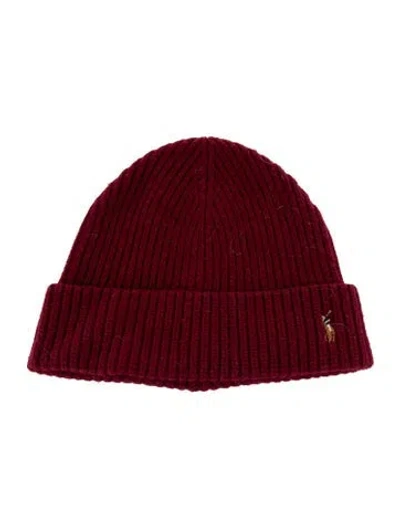 Pre-owned Polo Ralph Lauren Rib-knit Beanie. In Burgundy
