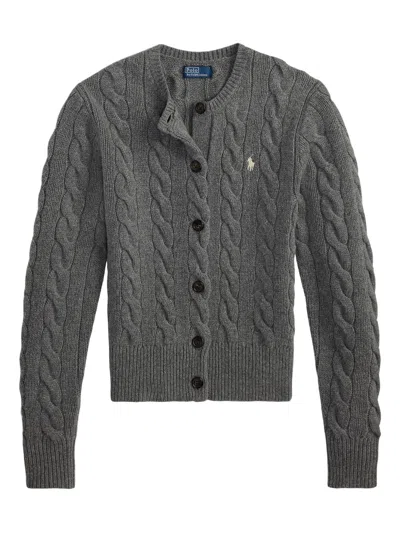 Polo Ralph Lauren Rib-knit Quarter-button Sweater, Model Wears Size S In Gray