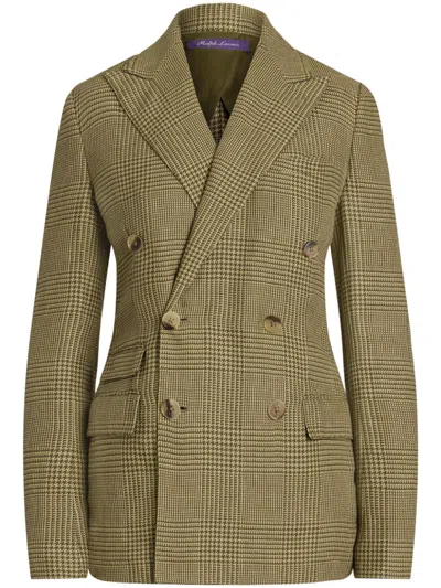 Polo Ralph Lauren Richie Glen Plaid Tweed Double-breasted Jacket In Tanmoss