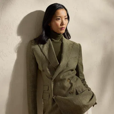 Polo Ralph Lauren Richie Glen Plaid Tweed Jacket In Tan/moss