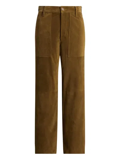 Polo Ralph Lauren Ricky Suede Trousers In Brown