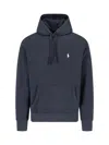 Polo Ralph Lauren Blue Cotton Hoodie With Embroidered Logo And Drawstring Hood In Blue