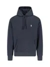 Polo Ralph Lauren Blue Cotton Hoodie With Embroidered Logo And Drawstring Hood In Blue
