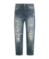 Polo Ralph Lauren Casual Straight Leg Trousers With Distressed Finish In Blue