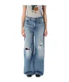 Polo Ralph Lauren Distressed Straight Denim Five Pockets In Blue