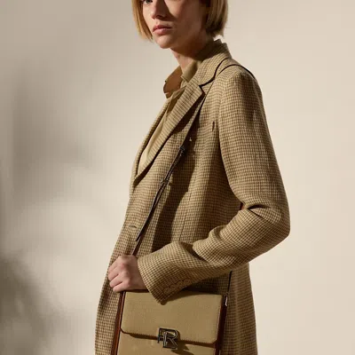 Polo Ralph Lauren Rl 888 Calfskin-trim Canvas Crossbody In Icon Tan/rl Gold