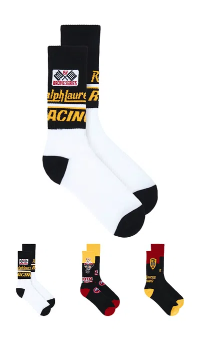 Polo Ralph Lauren Rl Moto Bear Crew Socks 3-pack Giftbox In Multi