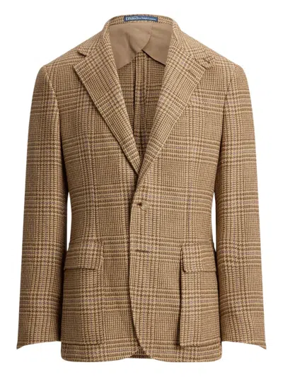 Polo Ralph Lauren Rl67 Plaid-pattern Pocket Jacket In Brown
