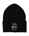 Polo Ralph Lauren Rlx Golf Bear Beanie In Black