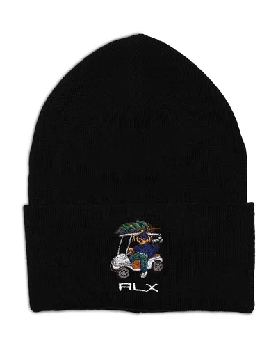 Polo Ralph Lauren Rlx Golf Bear Beanie In Black