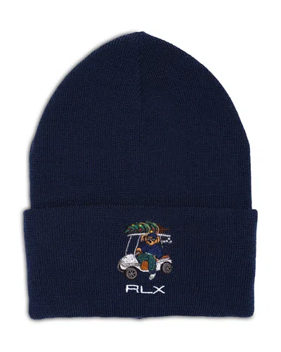 Polo Ralph Lauren Rlx Golf Bear Beanie In Refined Navy