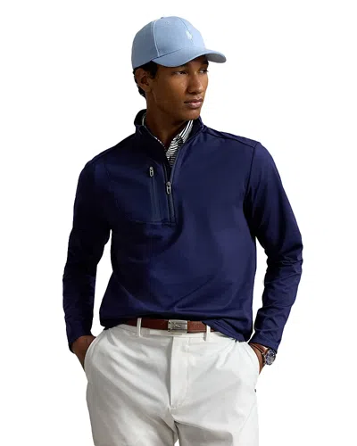 Polo Ralph Lauren Rlx Ralph Lauren Stretch Jersey Quarter Zip Pullover Sweatshirt In Blue