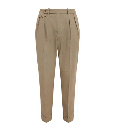 Polo Ralph Lauren Rlx Ralph Lauren Wool-blend Check Straight Trousers In Brown