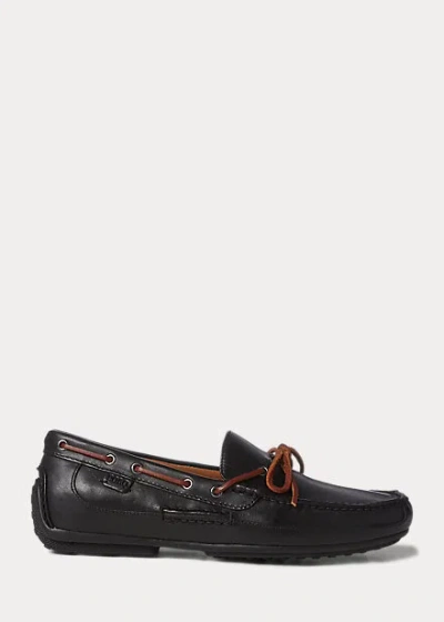 Polo Ralph Lauren Roberts Leather Driver In Black