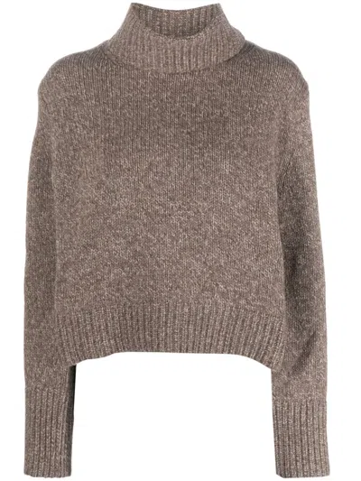 Polo Ralph Lauren Roll-neck Mélange Jumper In Brown