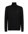 Polo Ralph Lauren Cable Knit Black Turtleneck Sweater With Embroidered Logo In Black