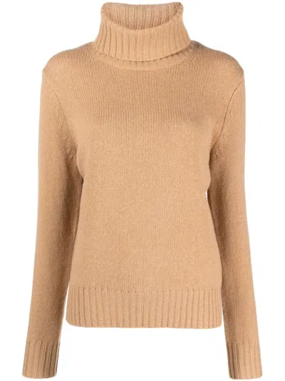 Polo Ralph Lauren Roll-neck Cashmere Jumper In Brown