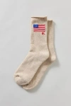 Polo Ralph Lauren Flag Embroidered Roll Top Crew Socks In Neutral
