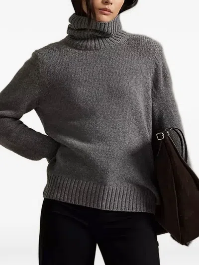 Polo Ralph Lauren Roll-neck Ribbed-trim Sweater In Gray
