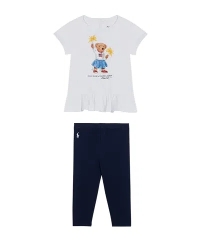 Polo Ralph Lauren Round Collar Short-sleeve T-shirt Pants Two-piece Set In White
