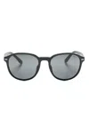 Polo Ralph Lauren Round-frame Logo-engraved Sunglasses In Schwarz