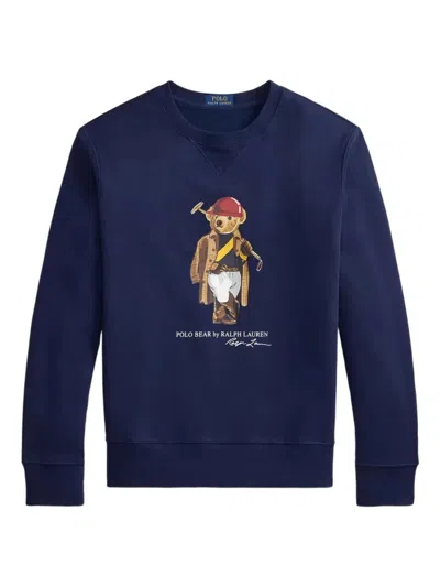 Polo Ralph Lauren Round Neck Classic "society Bear" Sweatshirt In Brown