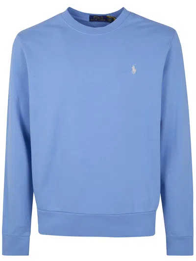 Polo Ralph Lauren Cotton Blend Crew Neck Sweatshirt Long Sleeves In Blue