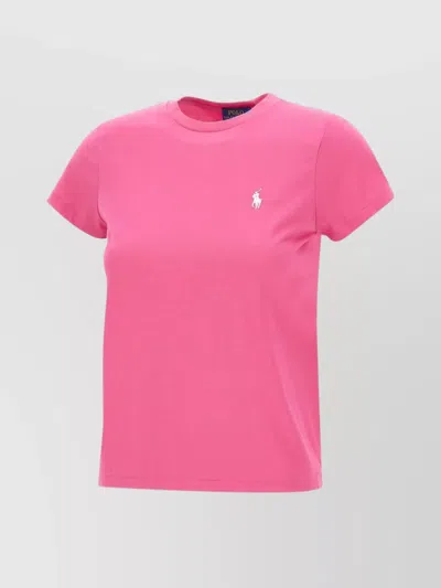 Polo Ralph Lauren "round Neck Logo" Cotton T-shirt In Pink