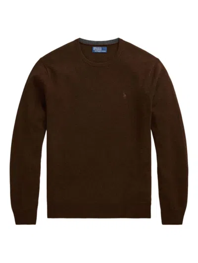 Polo Ralph Lauren Round Neck Sweater With Textured Fabric And Subtle Logo In Black