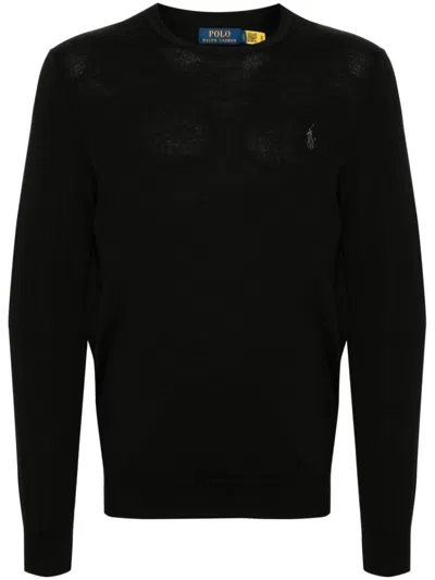 Polo Ralph Lauren Round Neck Sweather With Logo In Black