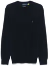 Polo Ralph Lauren Wool Slim Fit Sweater With Logo Embroidery In Blue