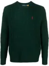 Polo Ralph Lauren Moss-coloured Wool And Cashmere Cable-knit Sweater In Green