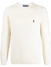Polo Ralph Lauren Textured Cable Knit Sweater With Round Neckline And Fitted Silhouette In Neutral