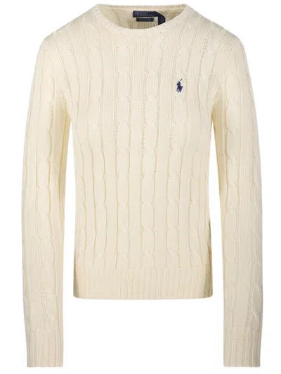Polo Ralph Lauren Round Neck Sweather With Logo In Sand
