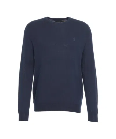 Polo Ralph Lauren Round Neck Wool Sweater In Blue