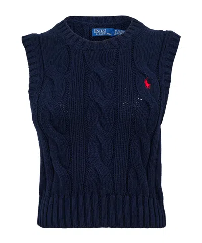 Polo Ralph Lauren Round-neck Knit Vest In Blue