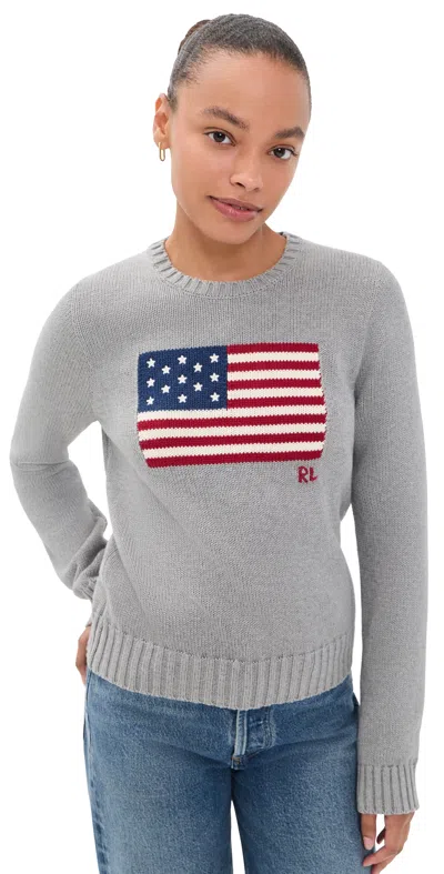 Polo Ralph Lauren Roving Usa Flag Sweater Drift Grey Melange