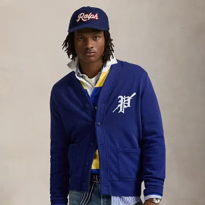 Polo Ralph Lauren Rowing-patch Fleece Cardigan In Fall Royal