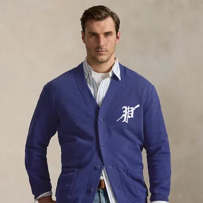 Polo Ralph Lauren Rowing-patch Fleece Cardigan In Fall Royal