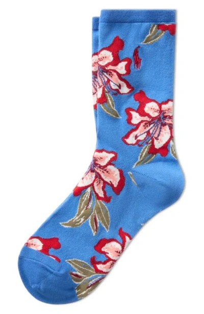 Polo Ralph Lauren Royal Bloom Floral Crew Socks In Blue