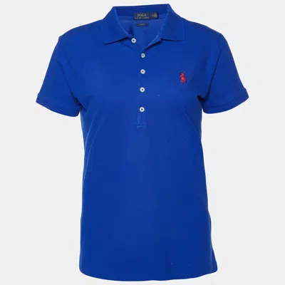Pre-owned Polo Ralph Lauren Royal Blue Cotton Slim Fit Polo T-shirt M