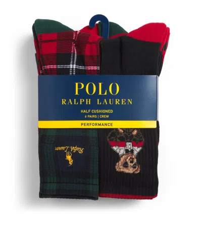 Polo Ralph Lauren Royal Holiday Bear Performance Ankle Socks In Multi
