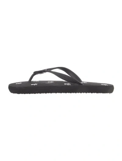 Pre-owned Polo Ralph Lauren Rubber Graphic Print Flip Flops In Black