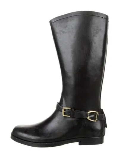Pre-owned Polo Ralph Lauren Rubber Rain Boots In Black