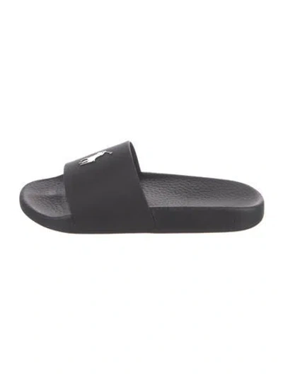Pre-owned Polo Ralph Lauren Rubber Slides In Blue