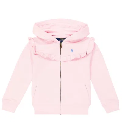 Polo Ralph Lauren Kids' Ruched Logo Cotton-blend Hoodie In Pink